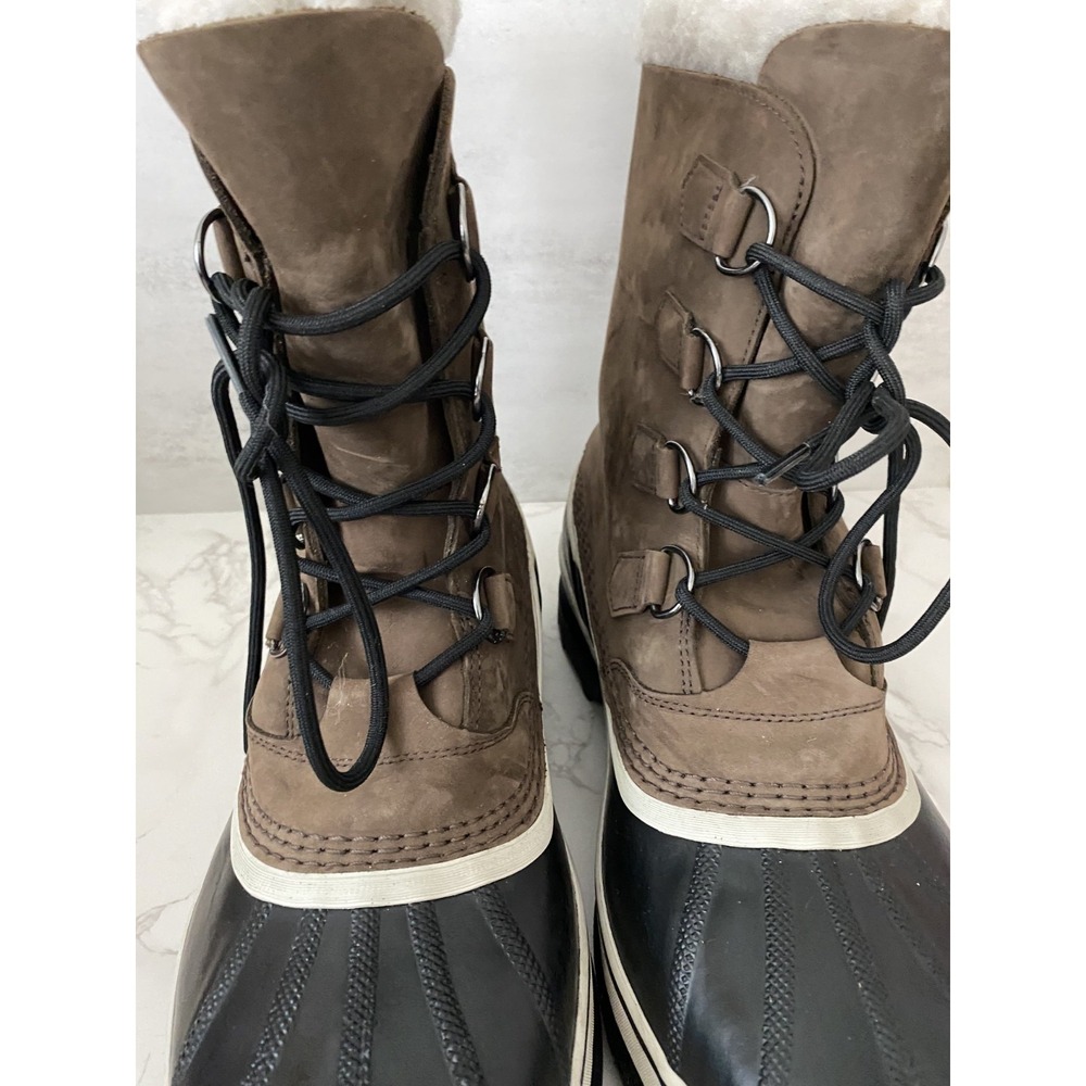 Sorel Caribou Waterproof Winter Boots Men's Sz 12 Brown Suede Insulated Snow - Picture 4 of 15